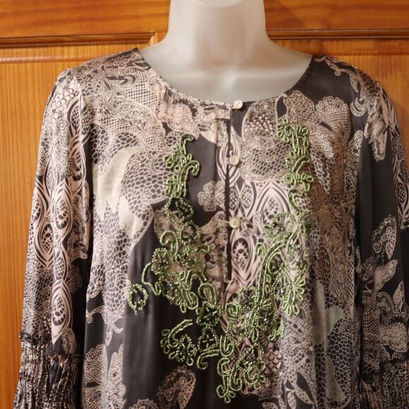 Odd Molly Silk Butterfly Print Purple Mini Dress Beaded Size 4 NWT - Picture 2 of 16